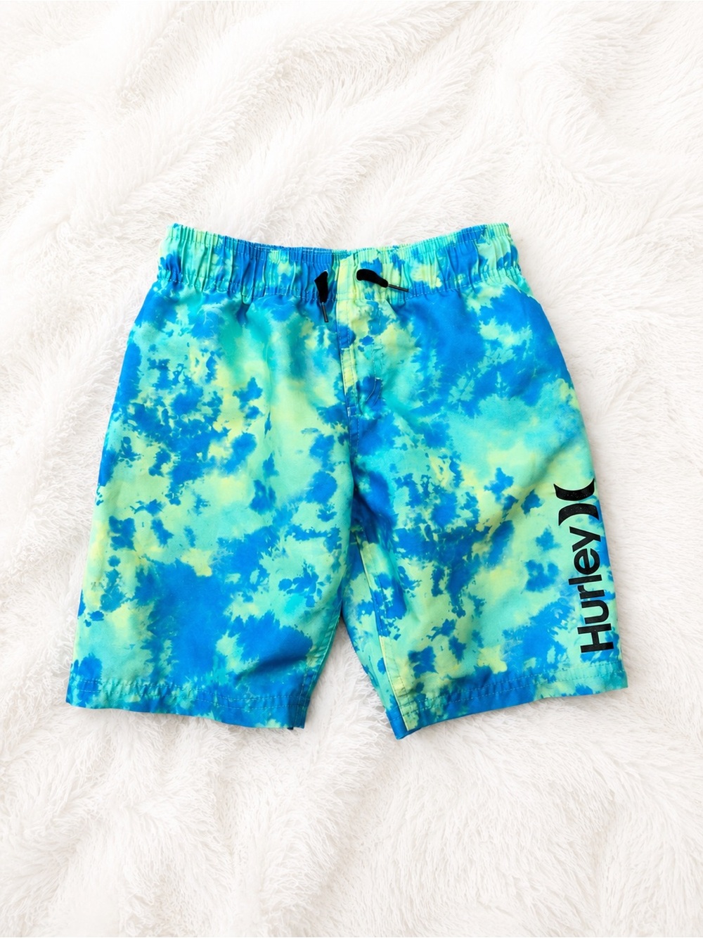 Hurley Boys Size 7 Swim Trunks Blue Green Tie Dye – Like New